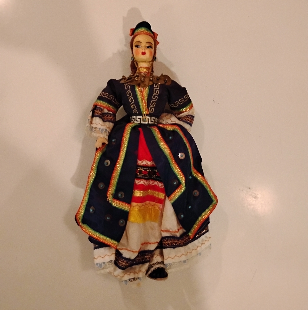 Colorful Traditional Doll In Folklore Dress Stands Fine Details 10' Tall